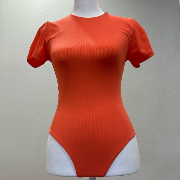 House of Harlow women’s orange ribbed bodysuit size extra small - Picture 1 of 6
